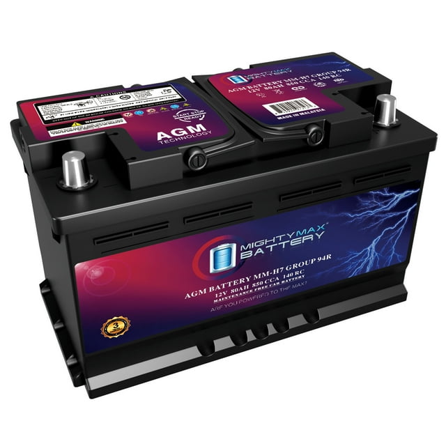 MM-H7 Start and Stop Car BCI Group Size 94R 12V 80AH, 140RC, 850 CCA ...