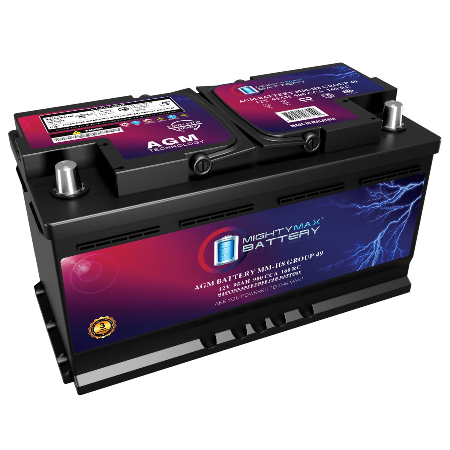 Mighty Max ML7-12 12V 7.2AH SLA Battery Pack Of 10 - Sealed Lead Acid, Maintenance-Free, UL Certified