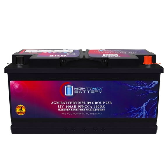 MM-H9 Start and Stop Car BCI Group 95R 12V 100AH, 190RC, 950CCA Rechargeable AGM Car Battery