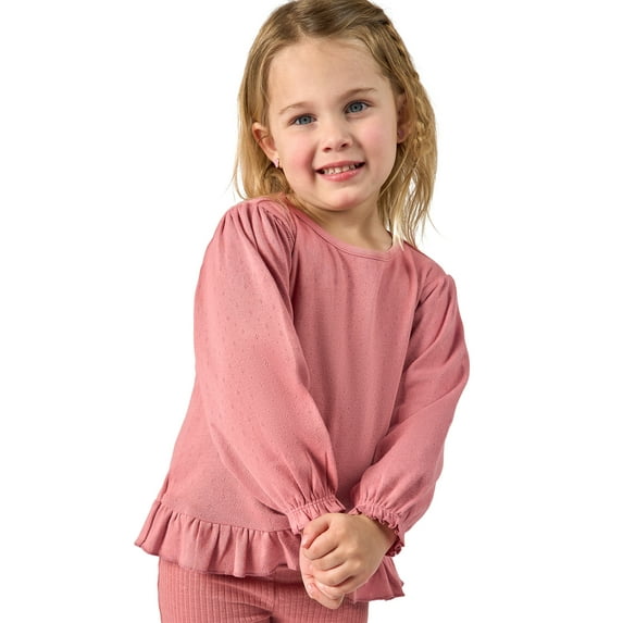 Modern Moments by Gerber Toddler Girl Balloon Sleeves Hem Top, Sizes 12 Months - 5T