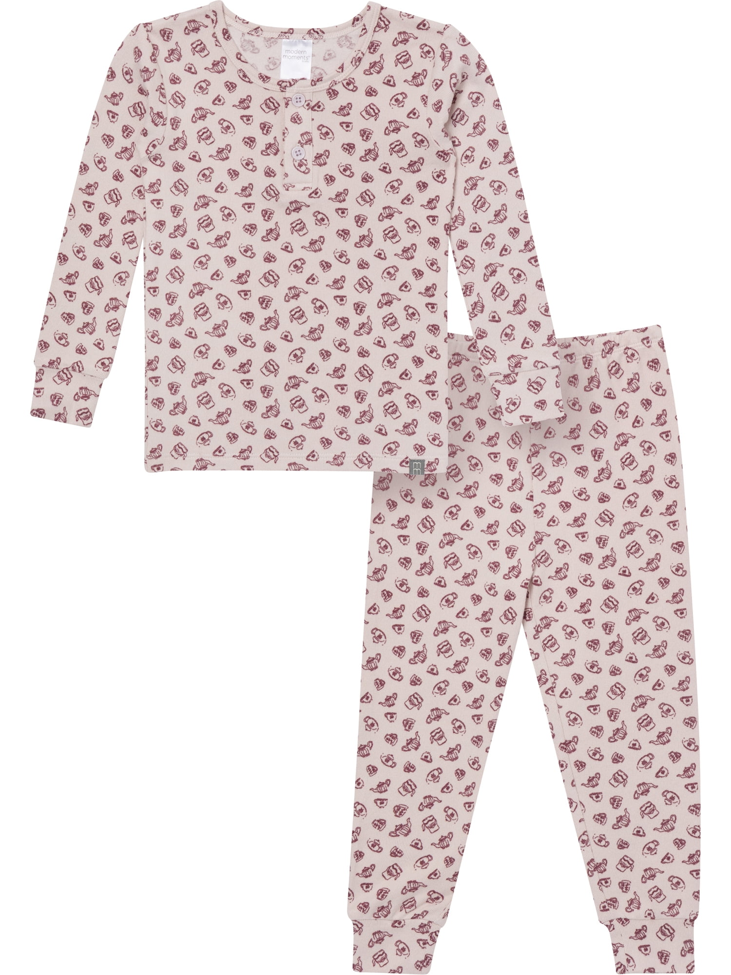 Modern Moments by Gerber Toddler Girl Henley Pajama Set, 2-Piece, Sizes, 12 Months - 5T