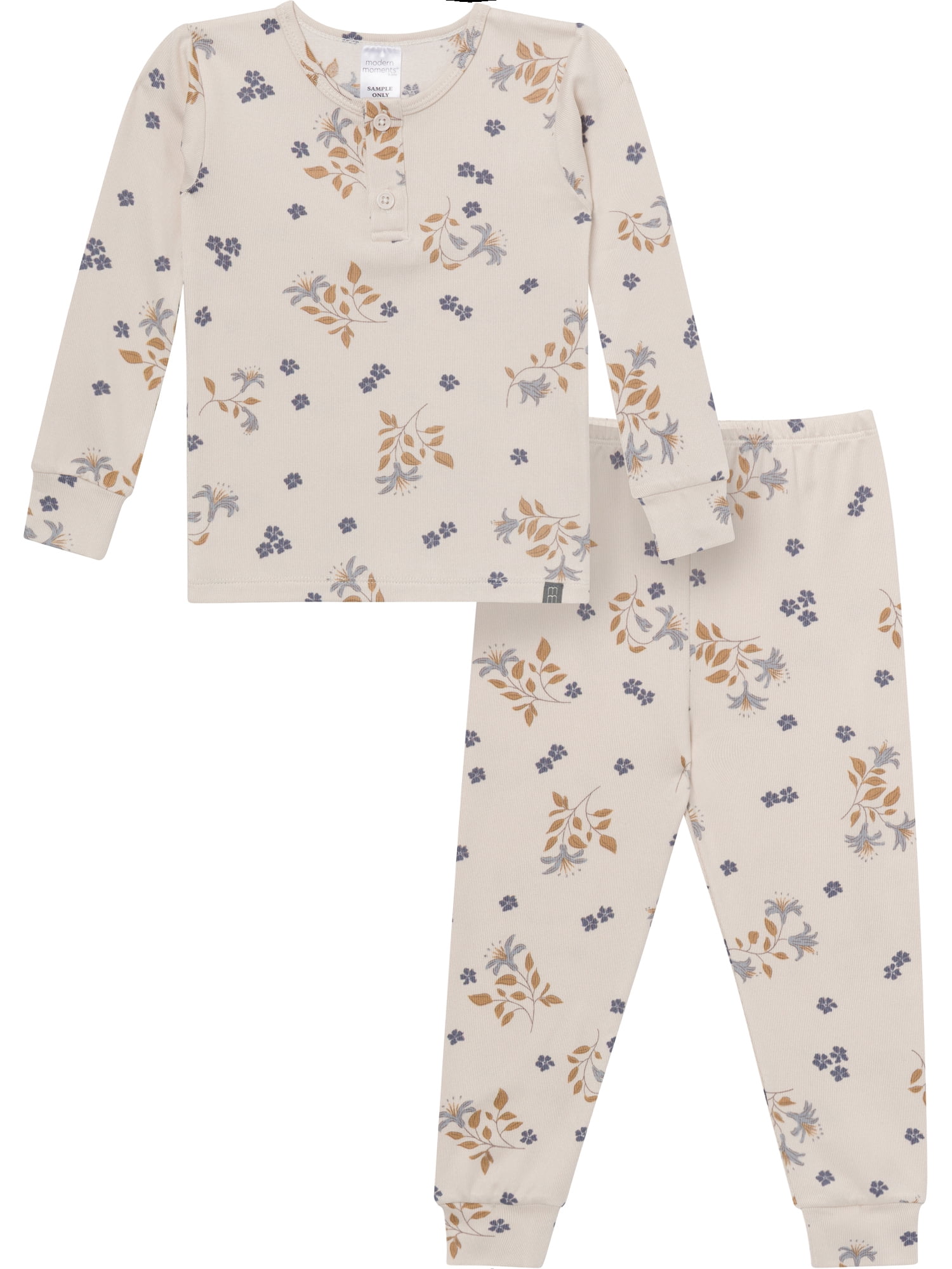 Modern Moments by Gerber Toddler Girl Henley Pajama Set, 2-Piece, Sizes, 12 Months - 5T