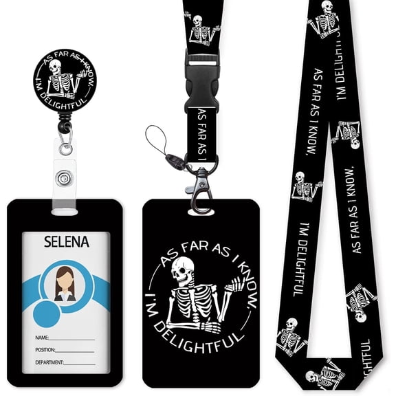 MM Cute Xray Skeleton ID Card Holder with Retractable Badge Reel and Breakaway Lanyard for Teachers and Nurses