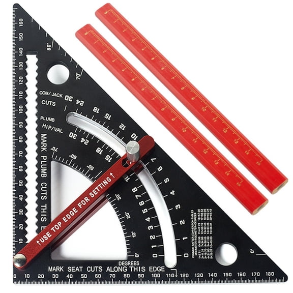 MM/INCH Carpenter Square Aluminium Ruler Woodworking Measurement Tool