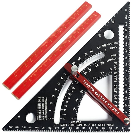 MM/INCH Carpenter Woodworking Measurement Tool Rafter Framing Square 7in Layout Tool Combination Square