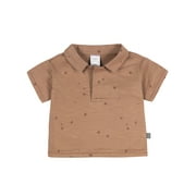 by Gerber Baby Boy Organic Johnny Collar Top, Sizes 0/3 Months - 24 Months