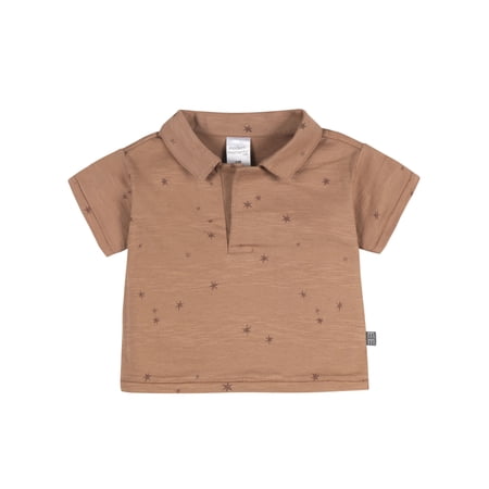 Modern Moments by Gerber Baby Boy Organic Johnny Collar Top, Sizes 0/3 Months - 24 Months