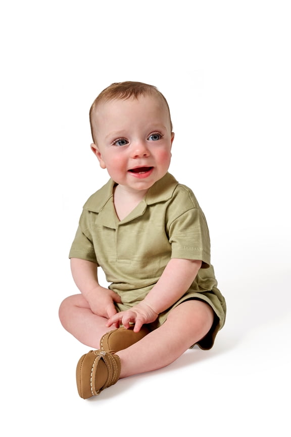 by Gerber Baby Boy Organic Johnny Collar Top, Sizes 0/3 Months - 24 Months