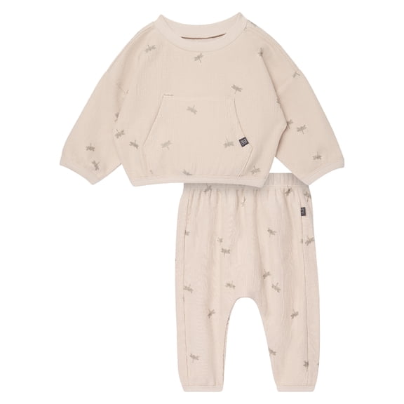 Modern Moments by Gerber Baby Boy Top and Pant Outfit Set with Kanga Pocket, 2-Piece, Sizes 0/3 Months - 24 Months