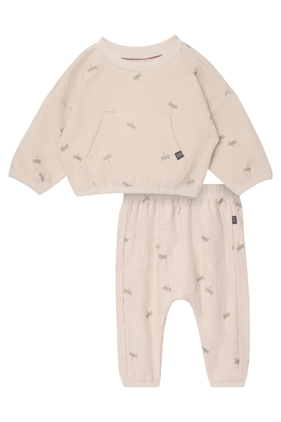 by Gerber Baby Boy Top and Pant Outfit Set with Kanga Pocket, 2-Piece, Sizes 0/3 Months - 24 Months