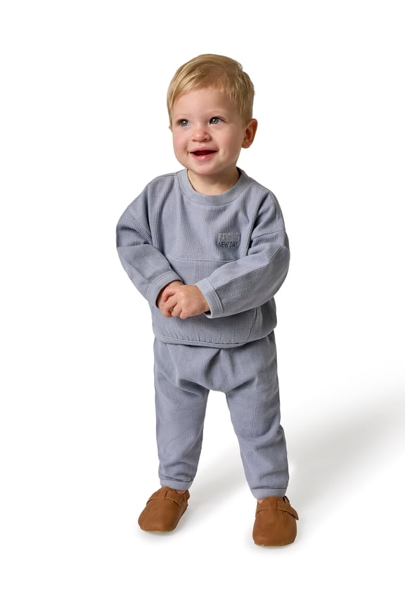 by Gerber Baby Boy Top and Pant Outfit Set with Kanga Pocket, 2-Piece, Sizes 0/3 Months - 24 Months
