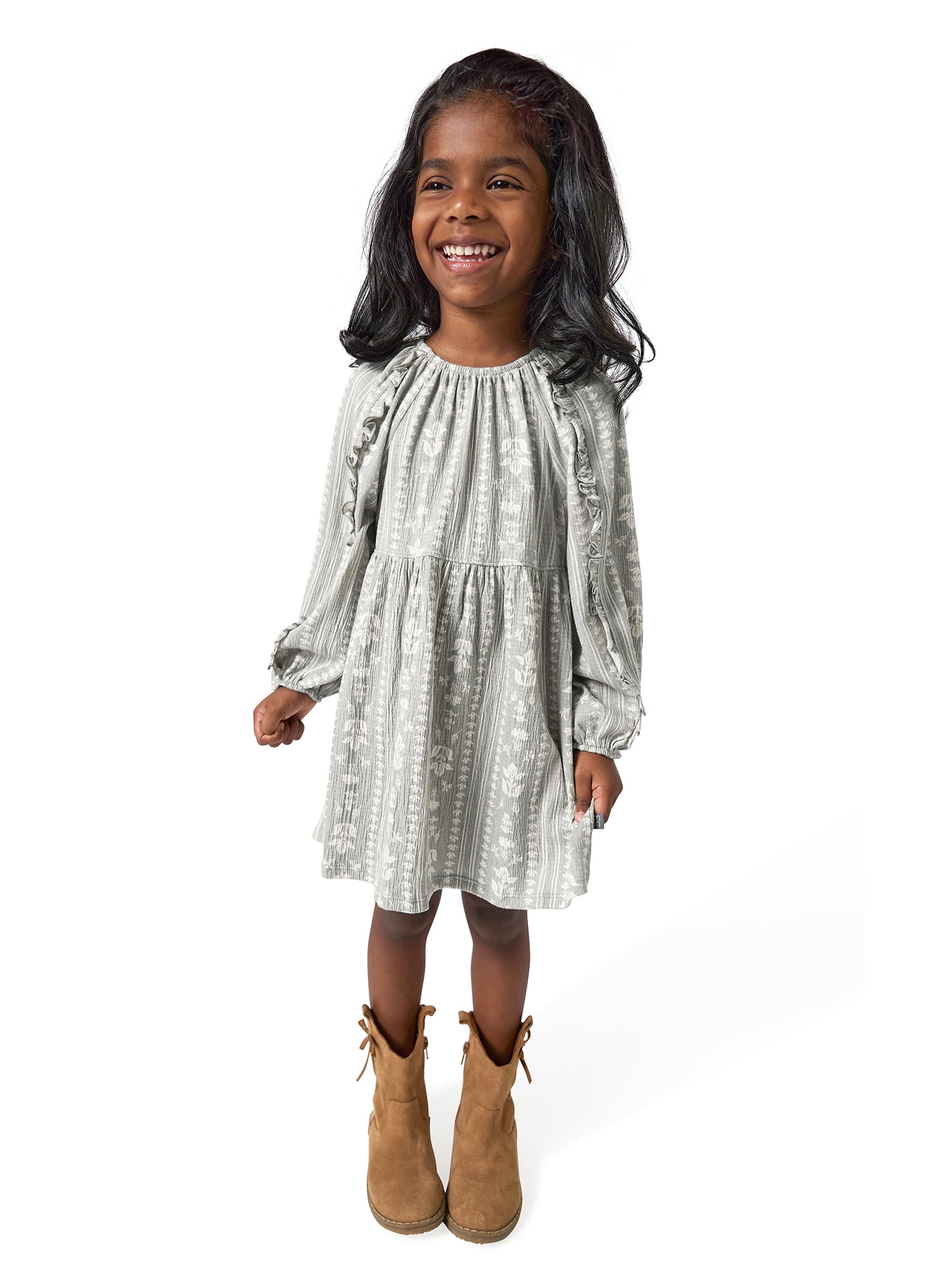 by Gerber Toddler Girl Dress with Ruffle, Sizes 12 Months - 5T