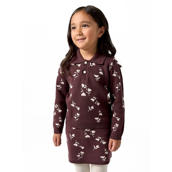 Modern Moments by Gerber Toddler Girl Jacquard Sweater and Skirt Set, 2-Piece, Sizes 12 Months - 5T