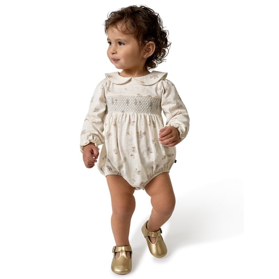 Modern Moments by Gerber Baby Girl Smocked Long Sleeve Bubble Romper, Sizes 0/3 Months - 24 Months