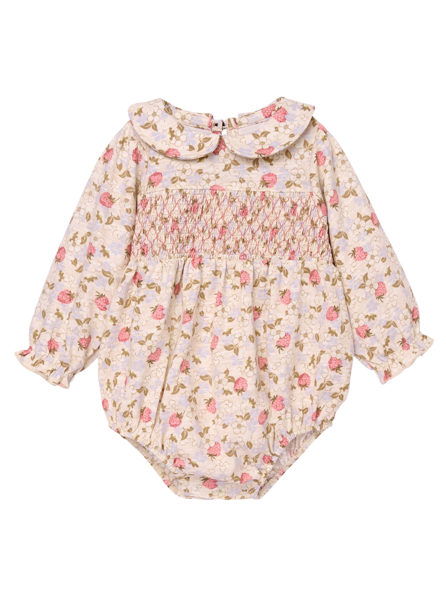 Modern Moments by Gerber Baby Girl Smocked Long Sleeve Bubble Romper, Sizes 0/3 Months - 24 Months