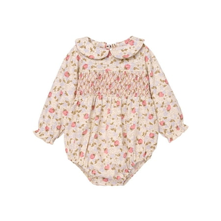 Modern Moments by Gerber Baby Girl Smocked Long Sleeve Bubble Romper, Sizes 0/3 Months - 24 Months