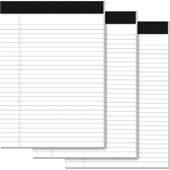 MM Legal Pads 8.5 x 11 Writing Pads,3 Pack Note Pads 8.5 x 11 Wide Ruled Pads of Paper,Micro Perforated Notepad 8.5'' x 11'' Lined Paper Pads, Thickness Paper with Strong Cardboard, 30 Sheets per Pad