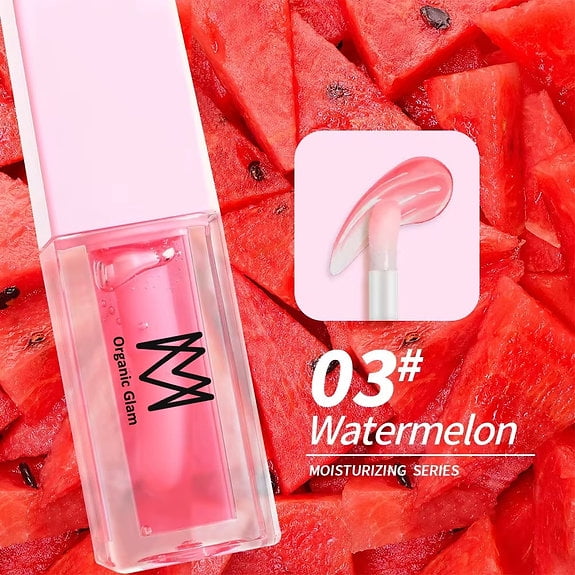 MM Organic Glam Lip Oil – Hydrating & Nourishing Lip Gloss Oil for Dry Lips, Non-Sticky, High Shine, Smooth & Soft Lips