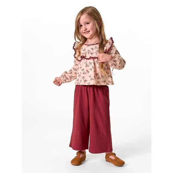 Modern Moments by Gerber Toddler Girl Front Ruffles Top and Pant Outfit Set, 2-Piece, Sizes 12 Months - 5T
