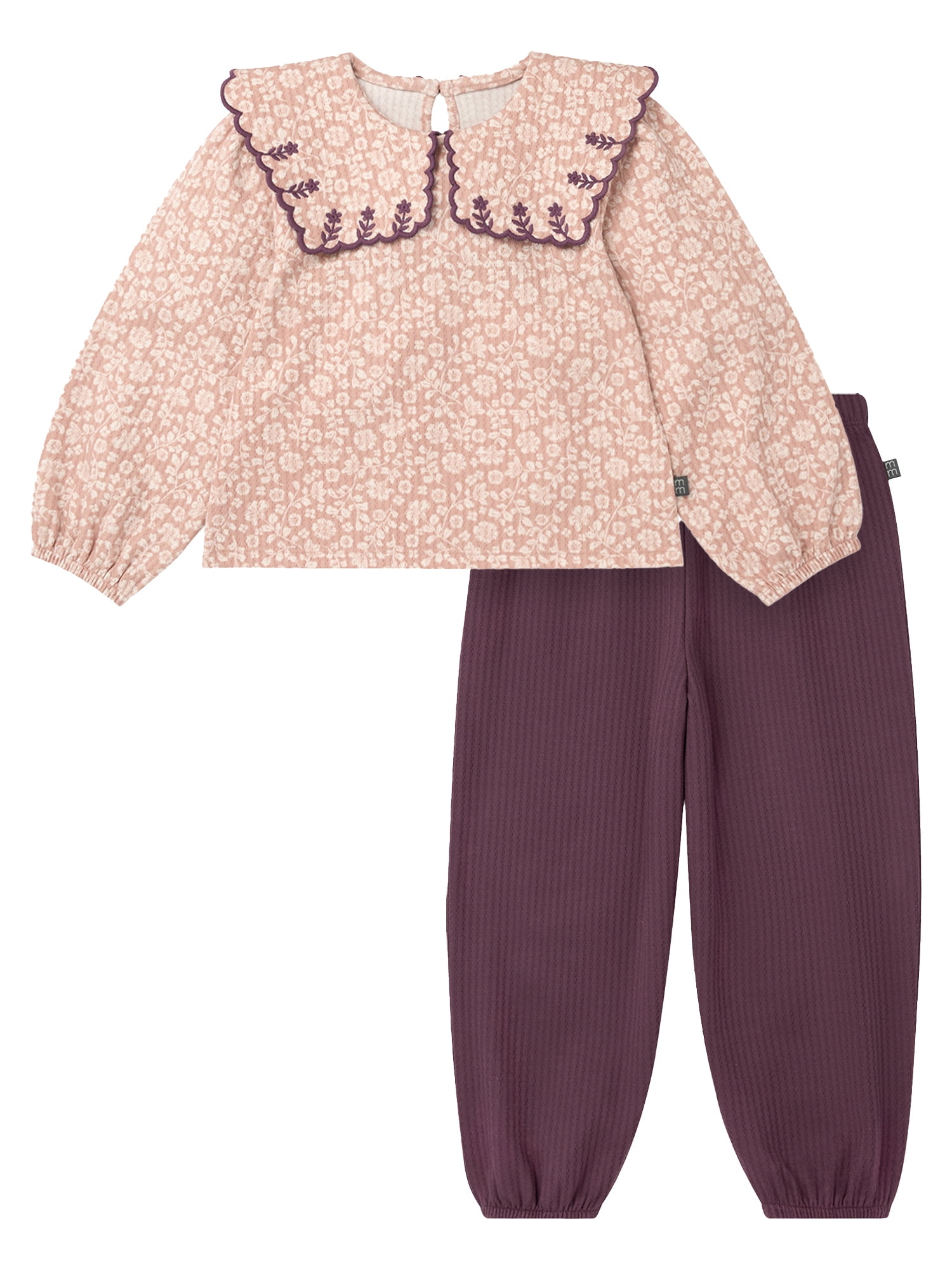 Modern Moments by Gerber Toddler Girl Square Collar Top and Pant Set, Sizes 12 Months - 5T