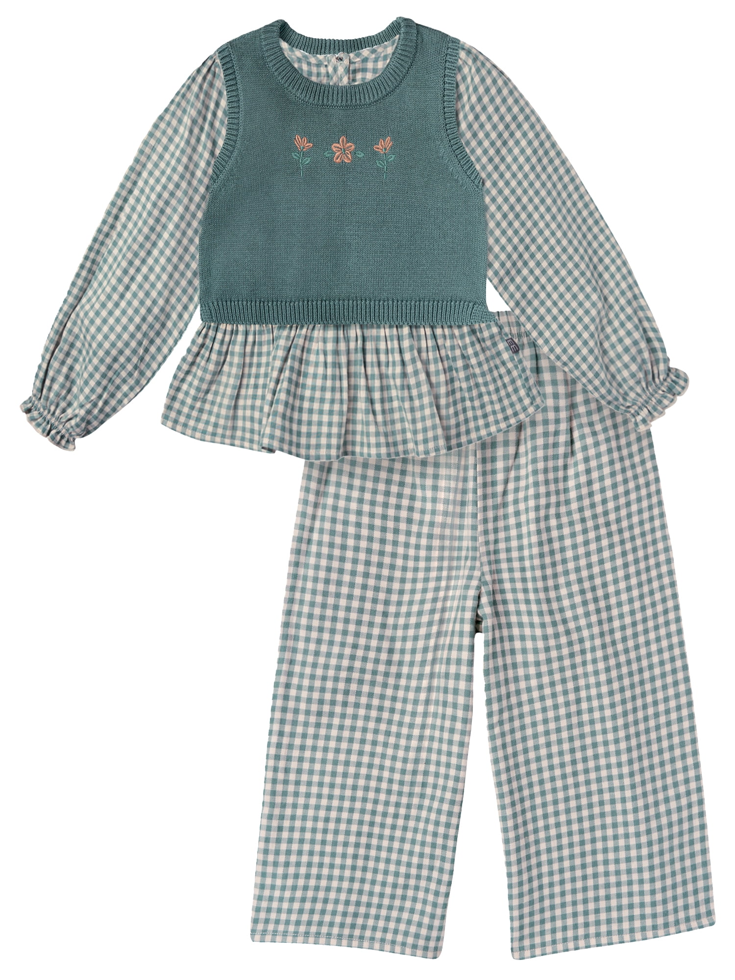 by Gerber Toddler Girl Outfit Set with Sweater Vest, 3-Piece, Sizes 12 Months - 5T