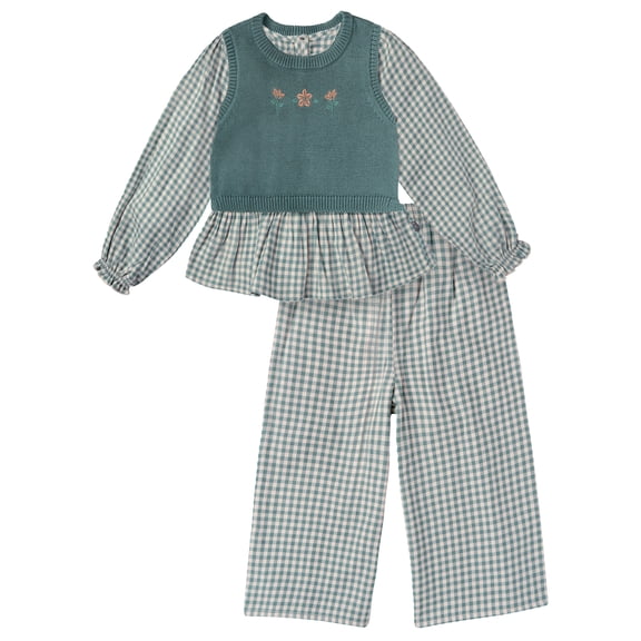 Modern Moments by Gerber Toddler Girl Outfit Set with Sweater Vest, 3-Piece, Sizes 12 Months - 5T