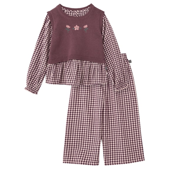 Modern Moments by Gerber Toddler Girl Outfit Set with Sweater Vest, 3-Piece, Sizes 12 Months - 5T