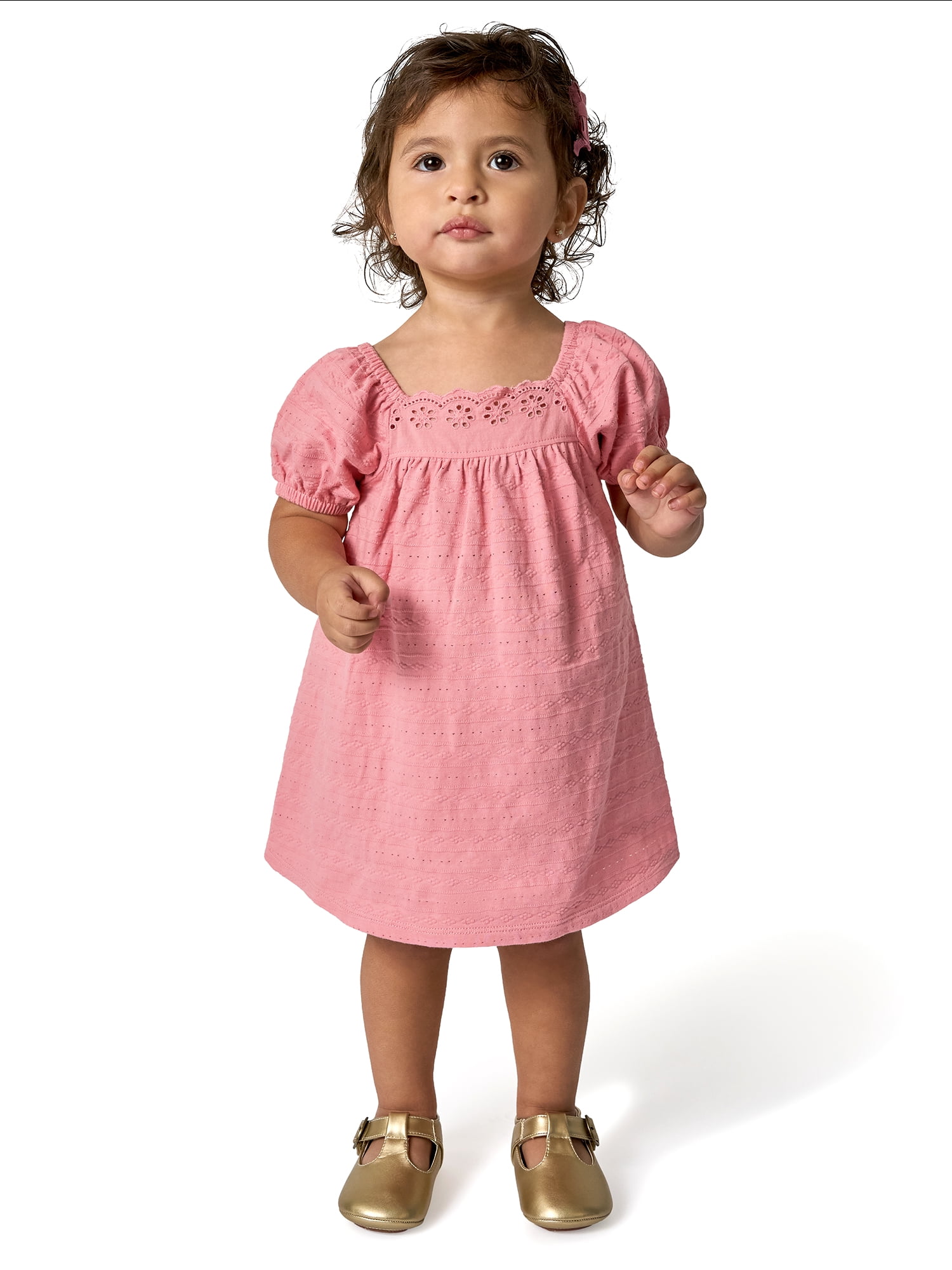 Modern Moments by Gerber Baby Girl Puff Sleeve Dress and Diaper Cover, 2-Piece, Sizes 0/3 Months - 24 Months