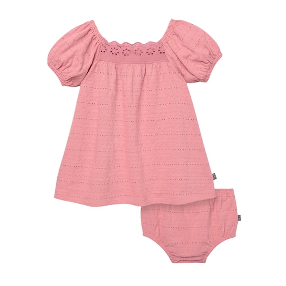 Modern Moments by Gerber Baby Girl Puff Sleeve Dress and Diaper Cover, 2-Piece, Sizes 0/3 Months - 24 Months