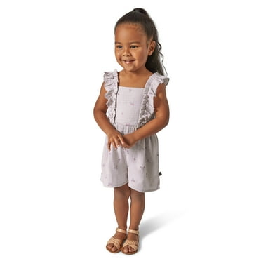 Modern Moments by Gerber Toddler Girl Smock Ruffle Wide Leg Romper, Sizes 12M-5T