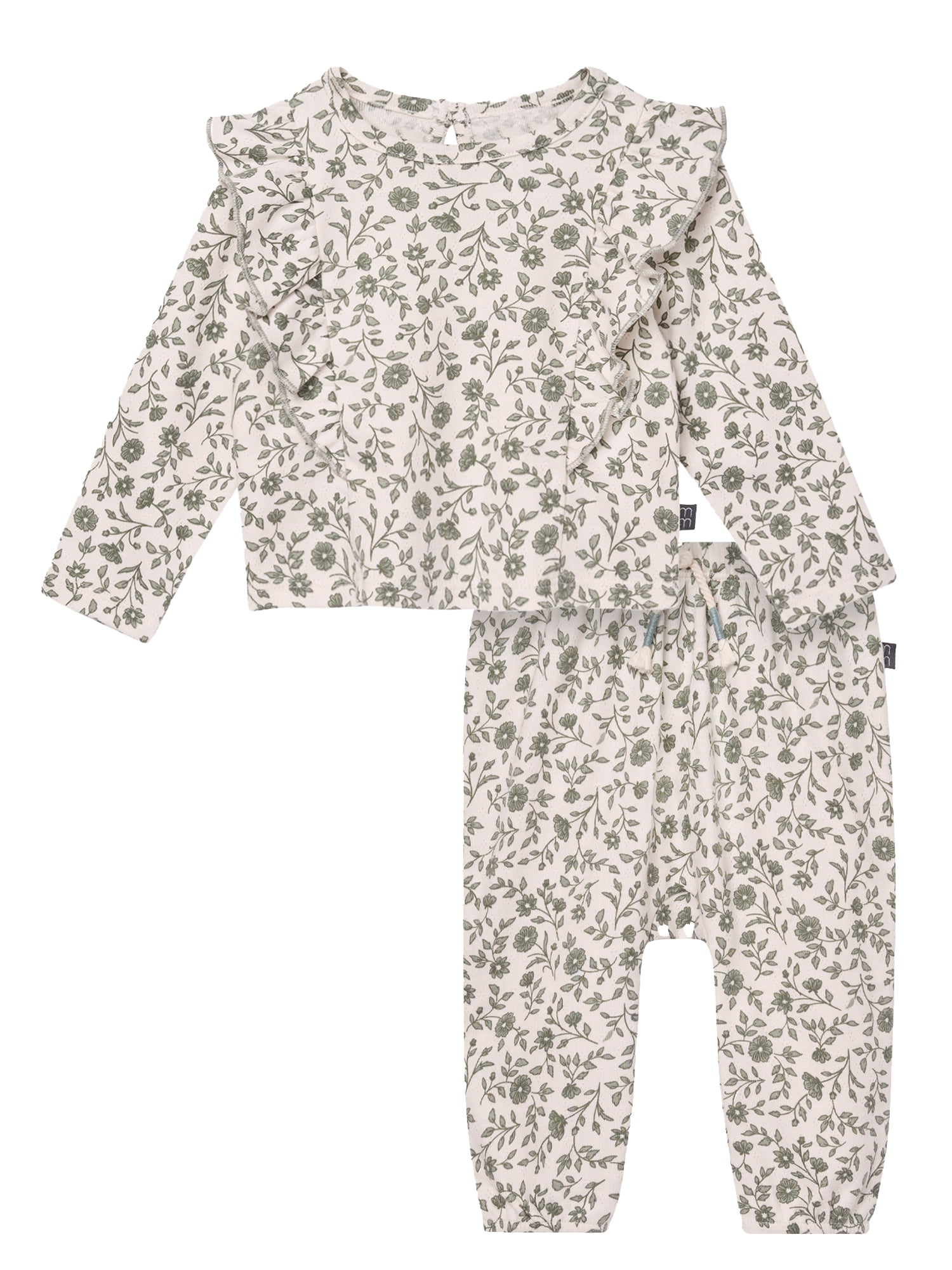 Modern Moments by Gerber Baby Girl Pant Set with Ruffle Detail, 2-Piece, Sizes 0/3 Months - 24 Months