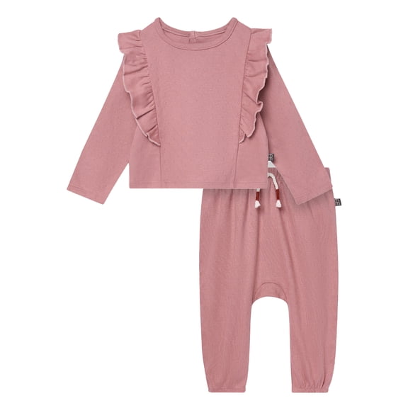 Modern Moments by Gerber Baby Girl Pant Set with Ruffle Detail, 2-Piece, Sizes 0/3 Months - 24 Months