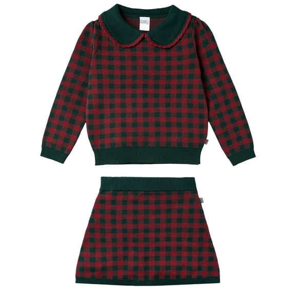 Modern Moments by Gerber Toddler Girl Christmas Jacquard Sweater and Skirt Outfit Set, 2-Piece, 12 Months - 5T