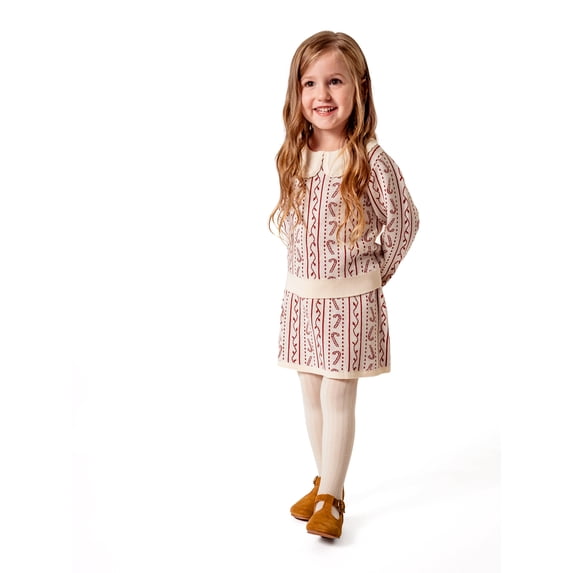 Modern Moments by Gerber Toddler Girl Christmas Jacquard Sweater and Skirt Outfit Set, 2-Piece, 12 Months - 5T