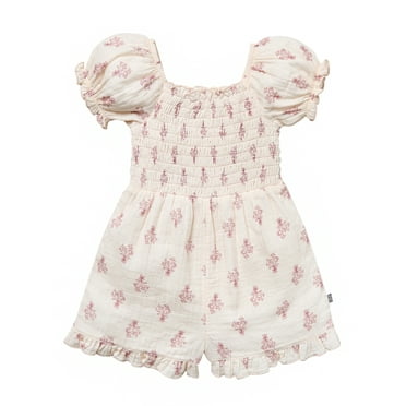Modern Moments by Gerber Toddler Girl Smock Ruffle Romper, Sizes 12M-5T
