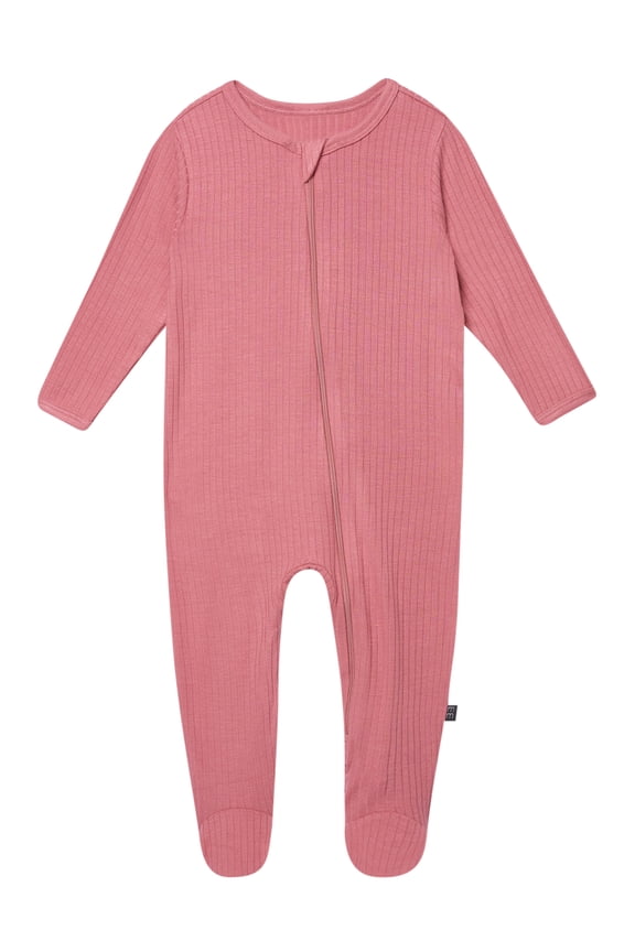 Two-Way Zip Crew Neck Footed Pajamas, Newborn Viscose Spandex - 6/9 Months