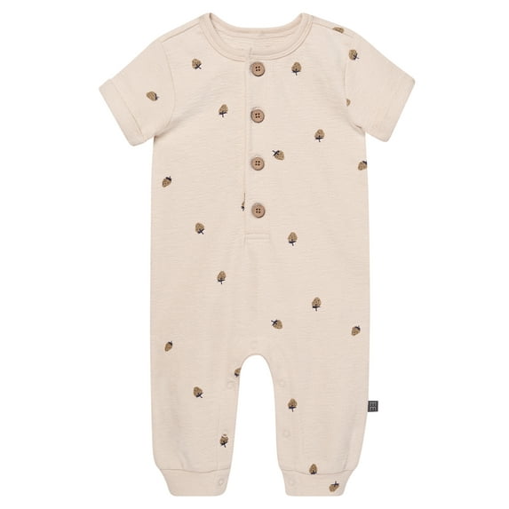 Modern Moments by Gerber Baby Boy Short Sleeve Henley Romper, Sizes 0/3 Months - 24 Months