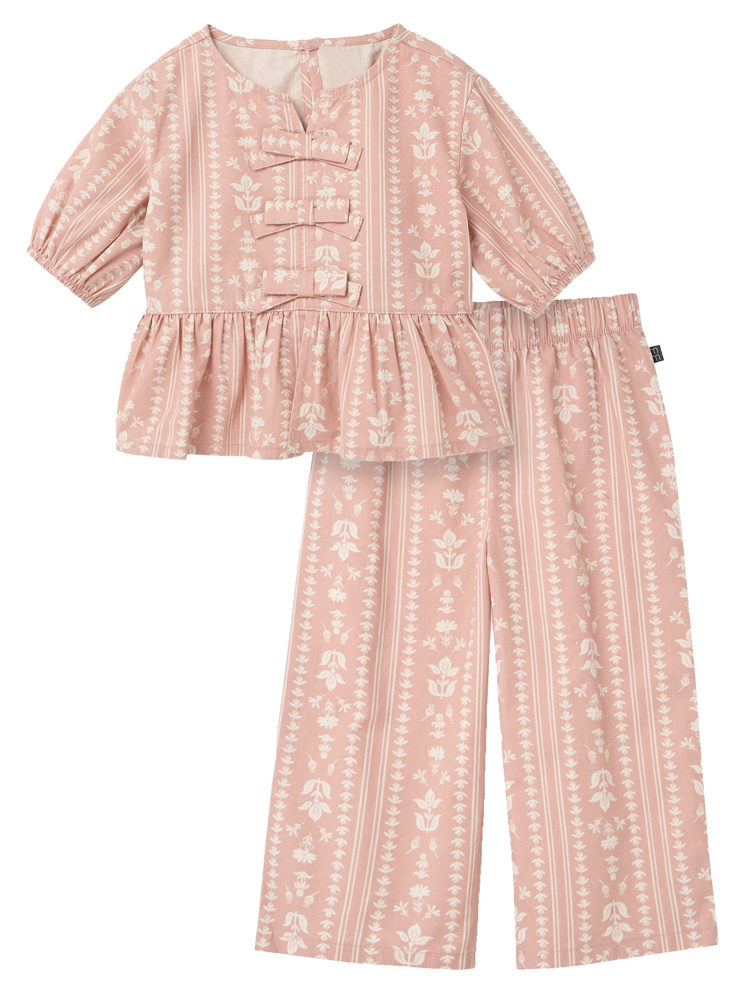 Modern Moments by Gerber Toddler Girl Bow Front Top and Pant Set, 2-Piece, Sizes 12 Months - 5T
