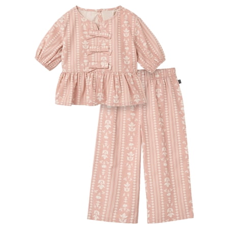 Modern Moments by Gerber Toddler Girl Bow Front Top and Pant Set, 2-Piece, Sizes 12 Months - 5T