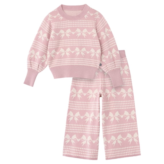 Modern Moments by Gerber Toddler Girl Jacquard Sweater and Wide Leg Pant Set, 2-Piece, Sizes 12 Months - 5T