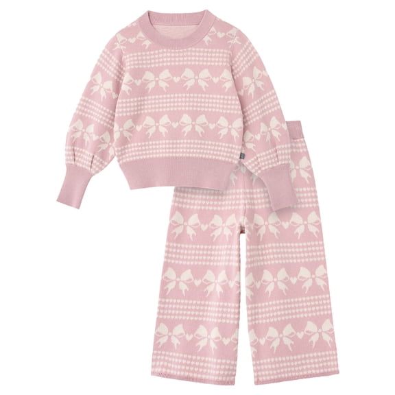 Modern Moments by Gerber Toddler Girl Jacquard Sweater and Wide Leg Pant Set, 2-Piece, Sizes 12 Months - 5T