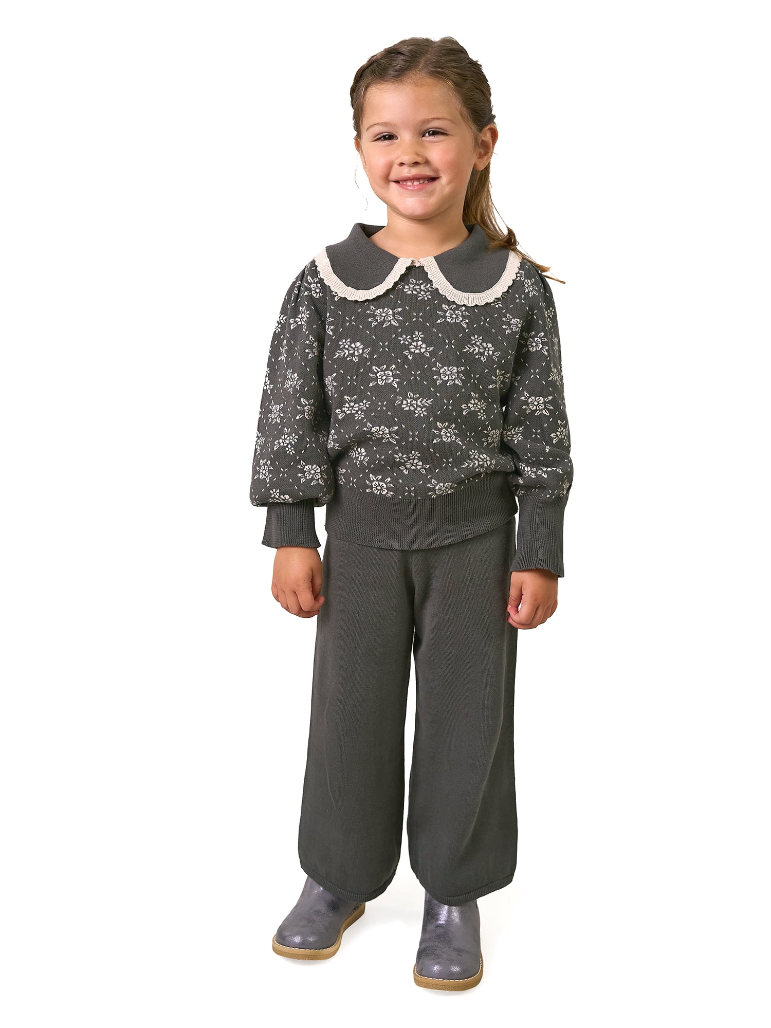 Modern Moments by Gerber Toddler Girl Collar Sweater and Pant Set, 2-Piece, Sizes 12 Months - 5T