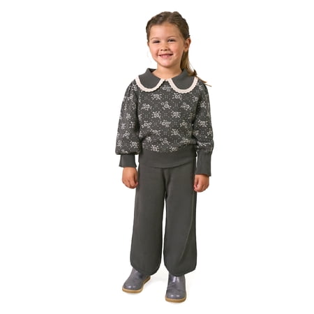 Modern Moments by Gerber Toddler Girl Collar Sweater and Pant Set, 2-Piece, Sizes 12 Months - 5T
