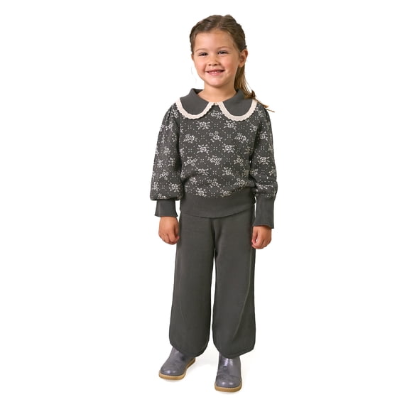 Modern Moments by Gerber Toddler Girl Collar Sweater and Pant Set, 2-Piece, Sizes 12 Months - 5T