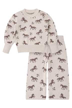 by Gerber Toddler Girl Jacquard Sweater and Wide Leg Pant Set, 2-Piece, Sizes 12 Months - 5T