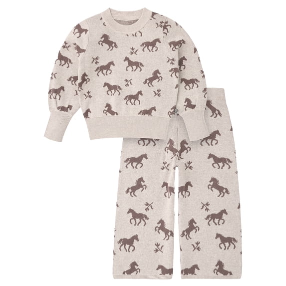 Modern Moments by Gerber Toddler Girl Jacquard Sweater and Wide Leg Pant Set, 2-Piece, Sizes 12 Months - 5T
