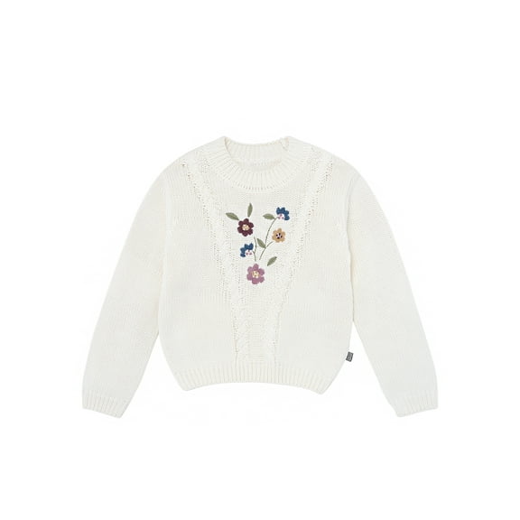 Modern Moments by Gerber Toddler Girl Sweater with Textural Stitches and Embroidery, Sizes 12M-5T