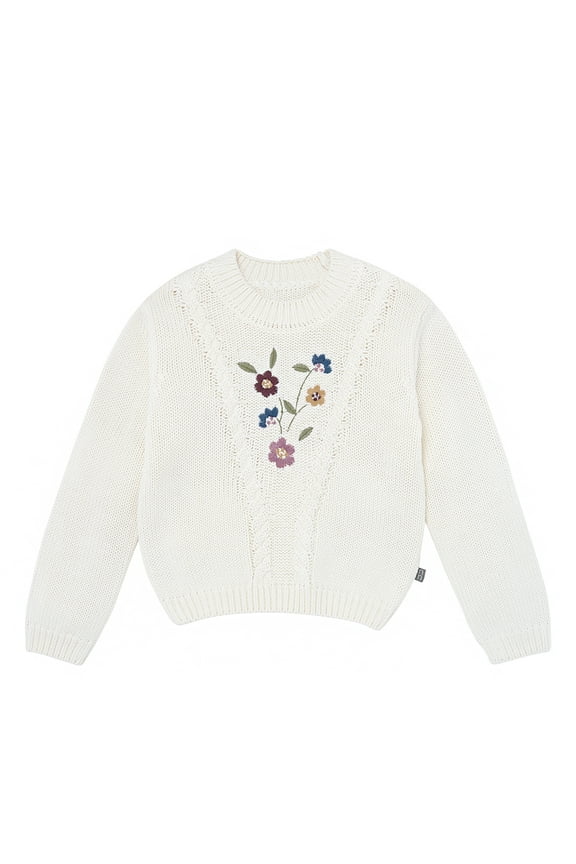 by Gerber Toddler Girl Sweater with Textural Stitches and Embroidery, Sizes 12M-5T