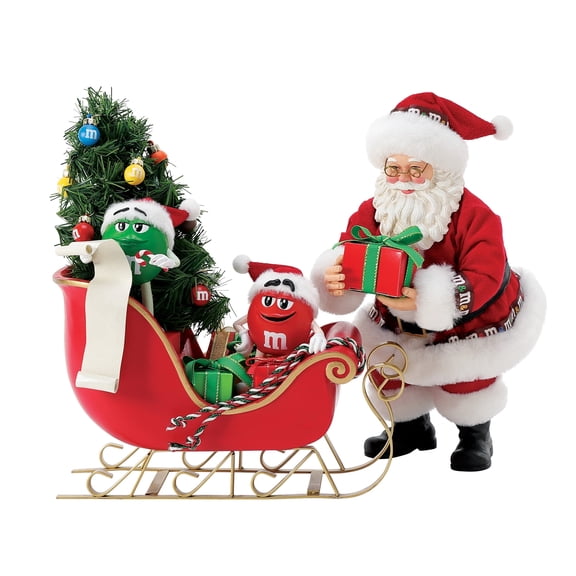 Department 56 Possible Dreams Santa Claus M&M Sleigh Multicolor Christmas Figurine 10.5in H