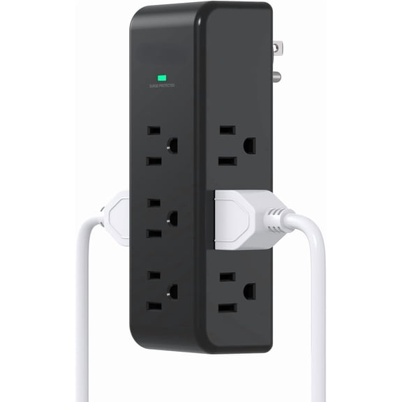 MM Surge Protector Outlet Extender with Rotating Plug, 9 AC Multi Plug Wall Outlet Expander,1800J Wall Charger,3-Sided Power Strip Electrical Plug Adapter Outlet Splitter for Home Office Dorm - Black